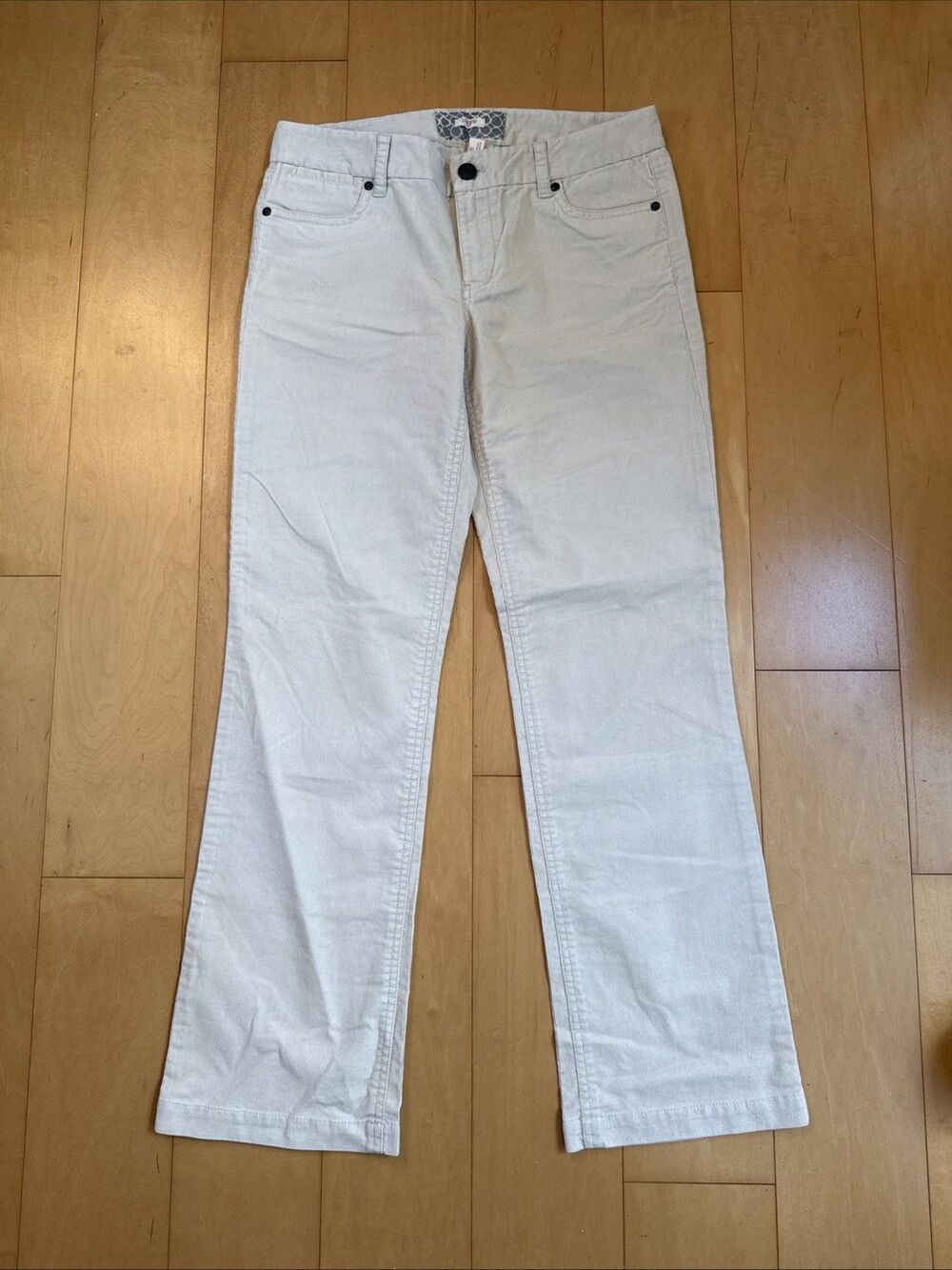OFF WHITE STRETCH CORDUROY VINTAGE BOOTCUT PANTS J Crew Size 6 Short Cotton NWT
